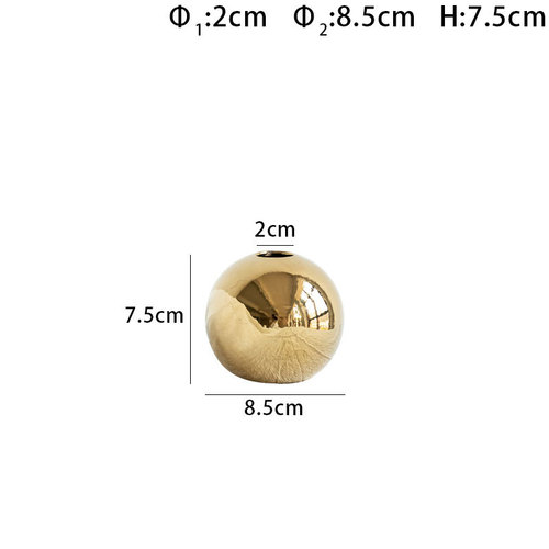 European Minimalist Round Gold Ceramic Vases Model House Wedding Decoration Flower Vase For Home Decor