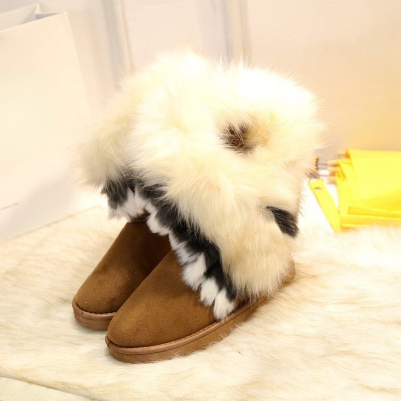 Winter Fur Snow Boots Warm Flat Bottom Slip On Women Shoes Causal Durable Stylish Outdoors Casual Boots 