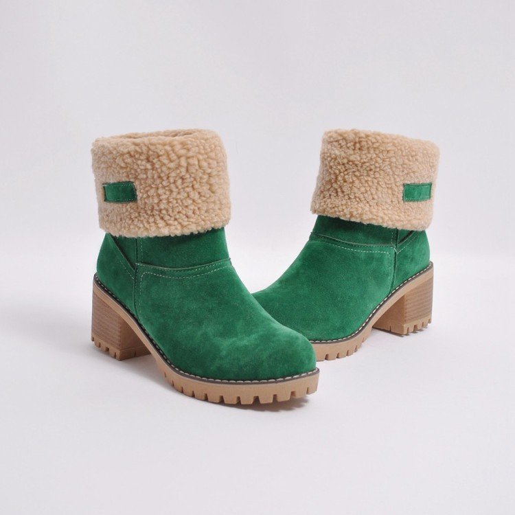 Women Winter Boots Mid-Calf Two-Way Wear Warm Snow Boots 