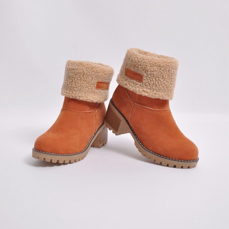 Women Winter Boots Mid-Calf Two-Way Wear Warm Snow Boots 