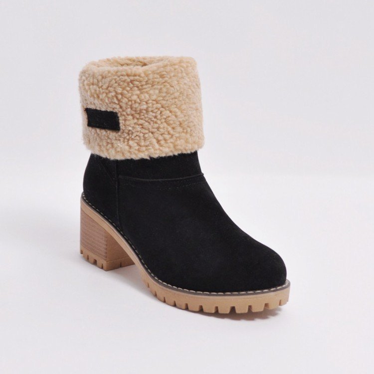 Women Winter Boots Mid-Calf Two-Way Wear Warm Snow Boots 