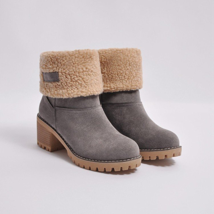 Women Winter Boots Mid-Calf Two-Way Wear Warm Snow Boots 