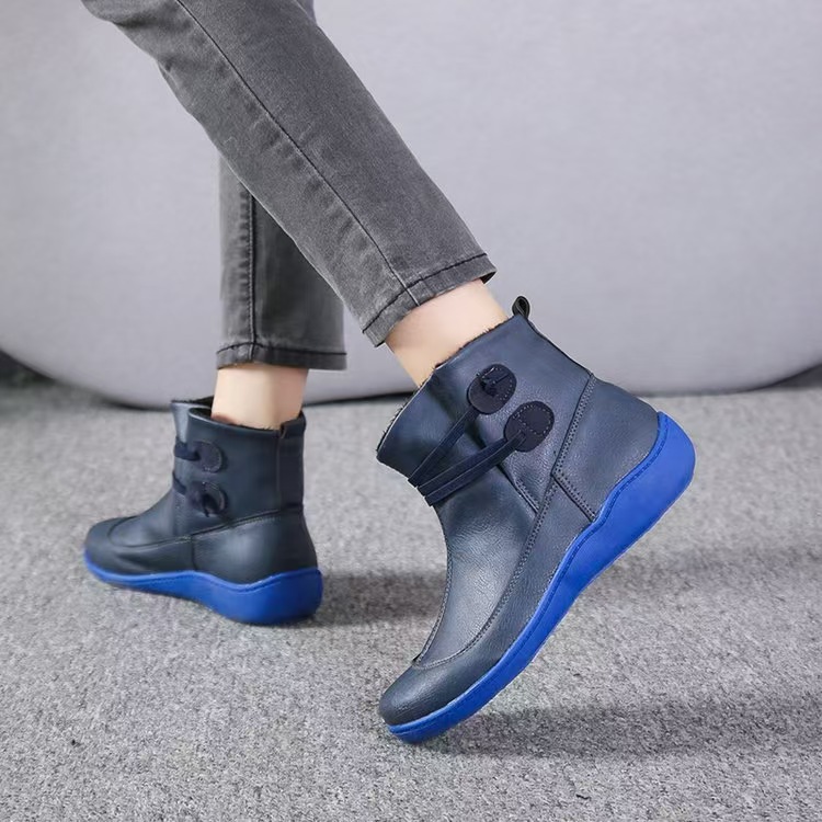 Soft Sole Mid-High Calf Boot Shoes Womens Ankle Boots Flat Women's Boots