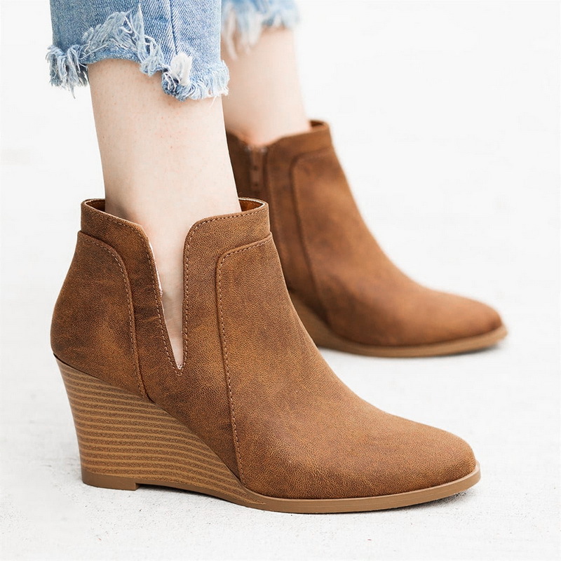 Versatile Women's Ankle Length Low Heel Boots Women's Fashion Short Boots
