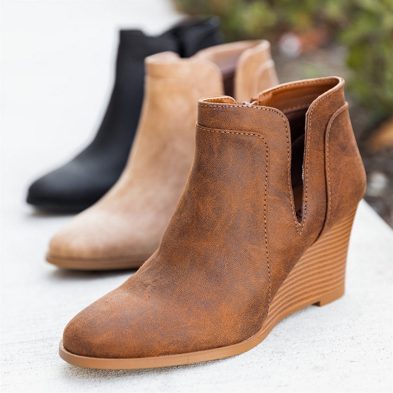 Versatile Women's Ankle Length Low Heel Boots Women's Fashion Short Boots