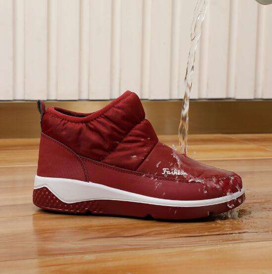 Fashion Women Winter Warm Shoe Leather Wool Flat Shoes Walking Higher Boot Anti-slip Snow Boots