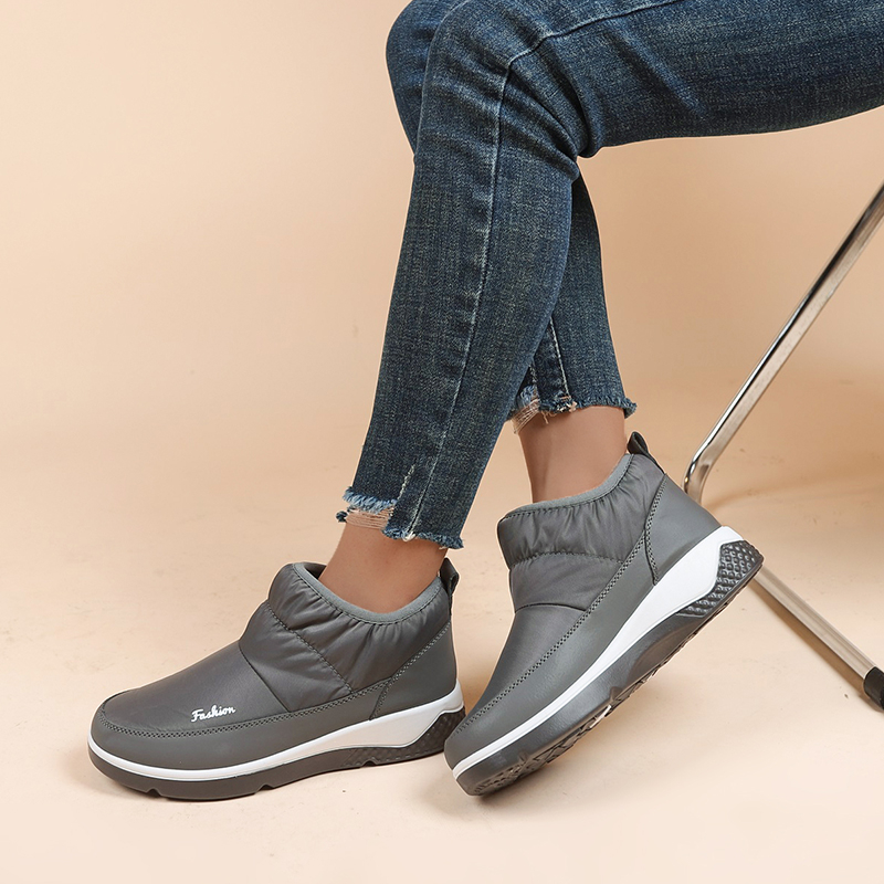 Fashion Women Winter Warm Shoe Leather Wool Flat Shoes Walking Higher Boot Anti-slip Snow Boots