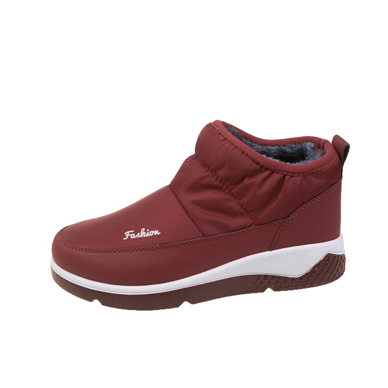 Fashion Women Winter Warm Shoe Leather Wool Flat Shoes Walking Higher Boot Anti-slip Snow Boots