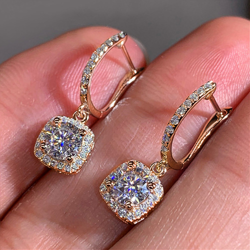 European and American jewelry  new fashion women's earrings blue zircon earrings starry sky round men's earrings