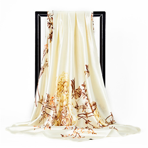 Women Head Neck Scarf Silk Scarf  Fashion Wrap Print Adult Jacquard Autumn Square Satin 7 Days 7 Colors 70g 10pcs 