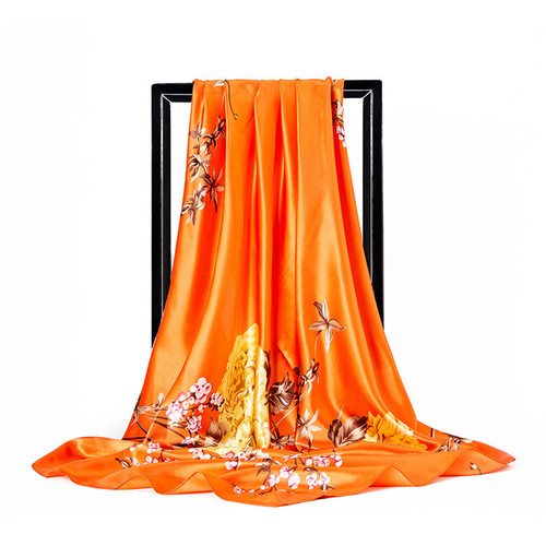 Women Head Neck Scarf Silk Scarf  Fashion Wrap Print Adult Jacquard Autumn Square Satin 7 Days 7 Colors 70g 10pcs 