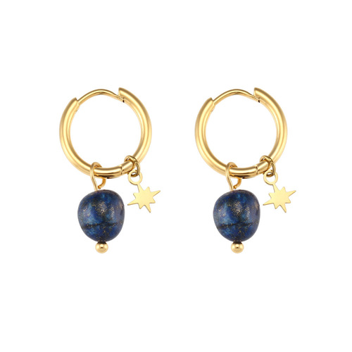Octagonal Star Amazonite Apatite Lapis Lazuli Natural Stone Dangling Huggie Earrings Jewelry Women 