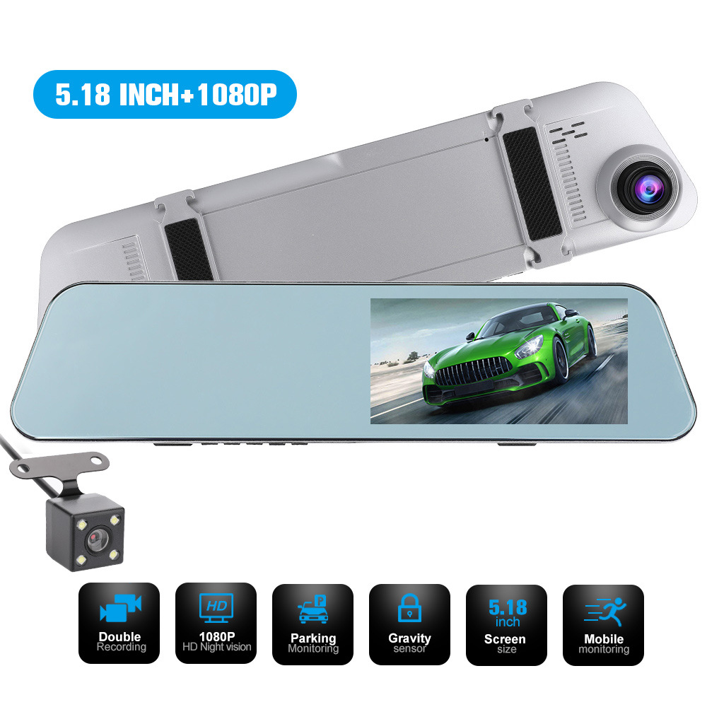 5 Inch touch screen Car Dvr Camera Hd 1080P Car Mirror Video Recorder with Rear View Camera vehicle camera car cam recor