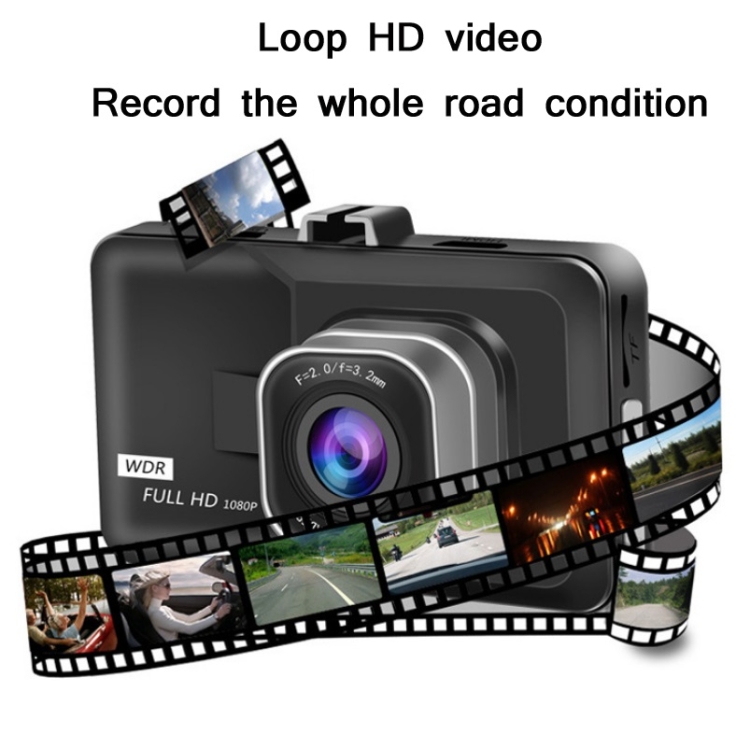 High Quality 3.0 Inch HD 1080P Wide-Angle Car Driving Video Recorder With Reversing Image