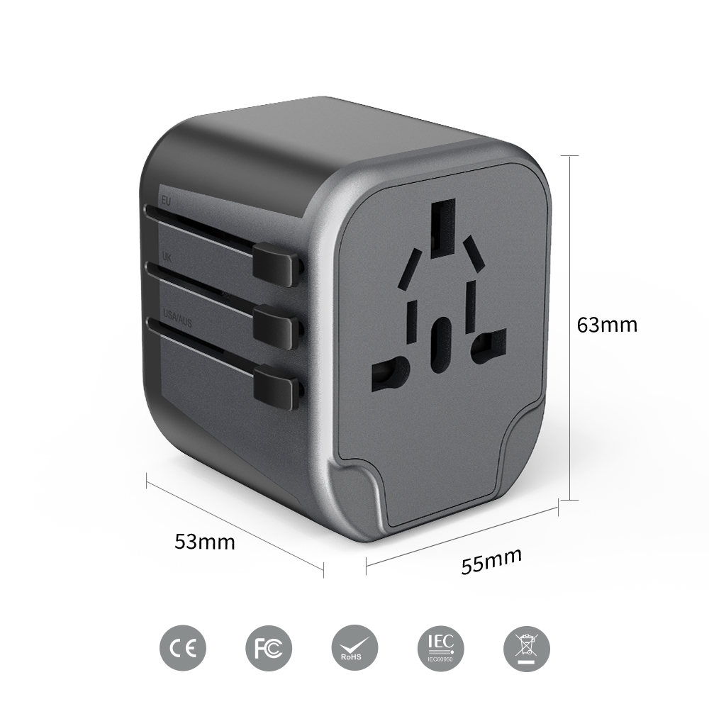  hot selling high quality universal travel adapter dual usb multi plug travel charger