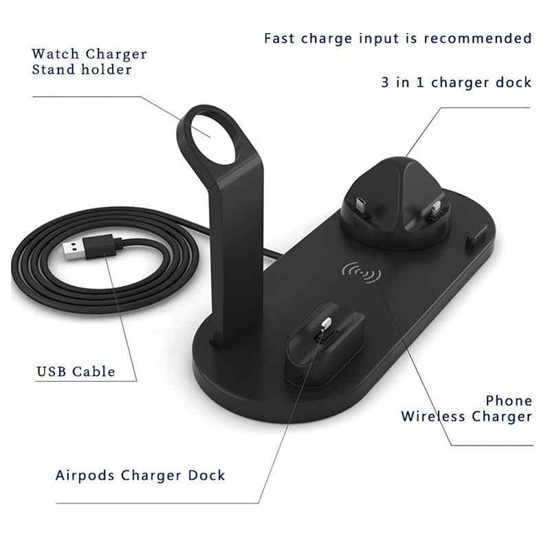 Portable Multifunction 4 In 1 Wireless Charger For All Qi Smartphone Charging 15w Qi Charging Station Wireless Charger F