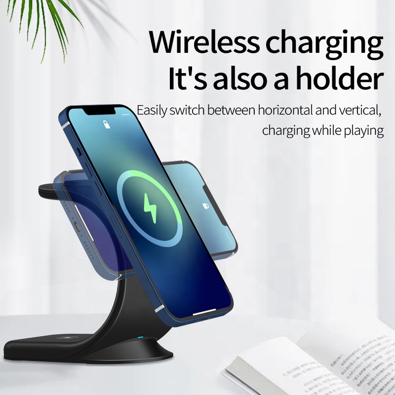 Top Version Newly 3 in 1 15W Multifunctional Fast Phone Charger Stand watch charging plug Desk Dock Station wireless Cha
