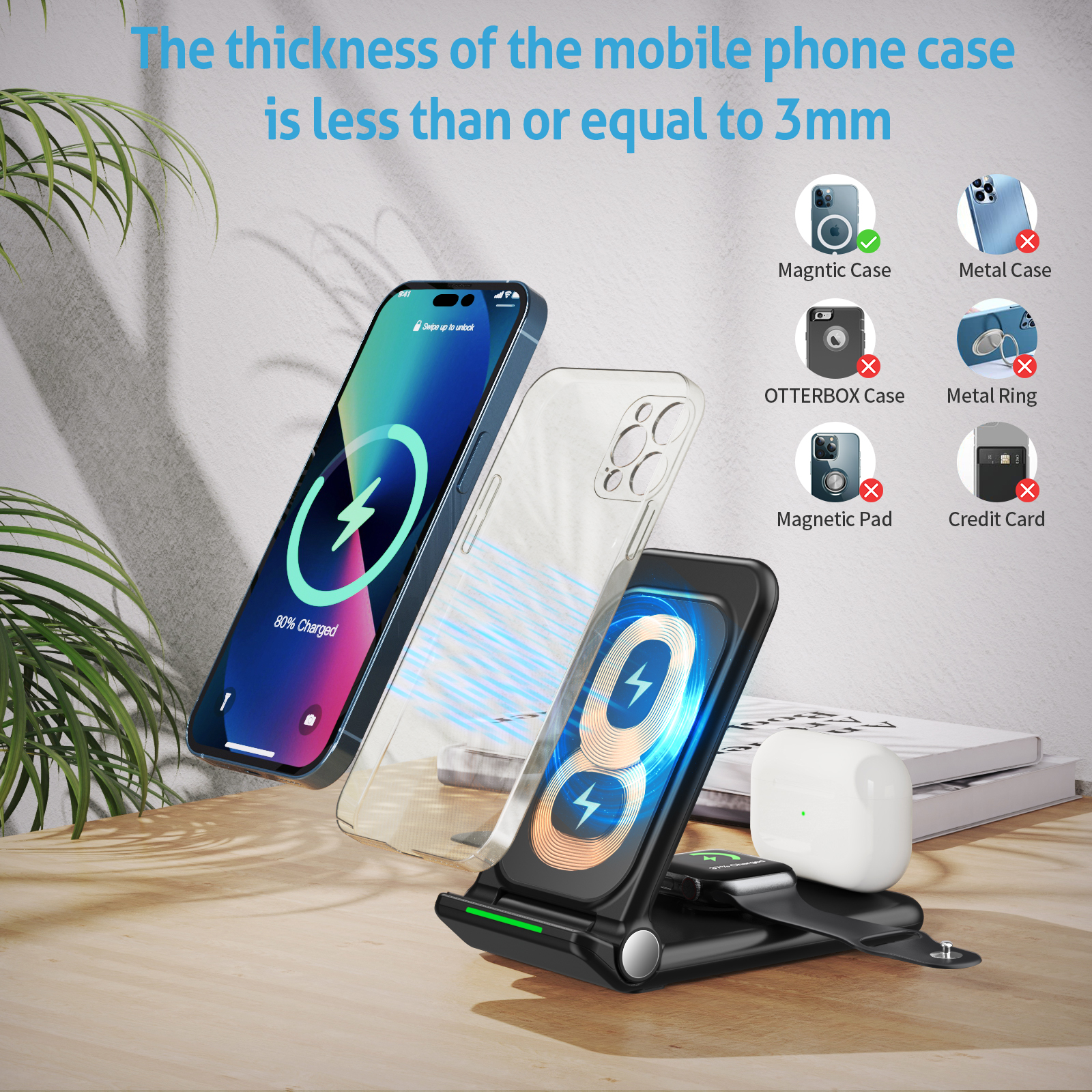 3 in 1 Qi Wireless Charger Stand for iPhone Trending Products 2022 New Arrivals Multifunction Chargers for iPhone iWatch