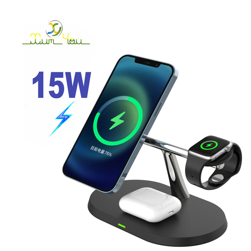 New Product 3 In 1 Electric Lift Wireless Charging Dock Holder Desktop Multifunction Wireless Charger For Iphone Watch H