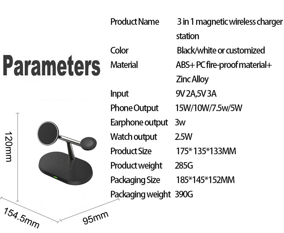 New Product 3 In 1 Electric Lift Wireless Charging Dock Holder Desktop Multifunction Wireless Charger For Iphone Watch H