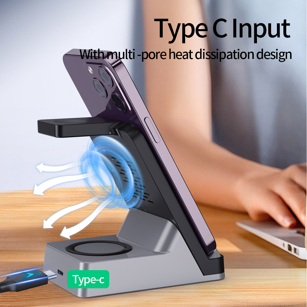 Hot Selling Item Ebay Table Lamp Wireless Charger Magnetic 3 In 1 Wireless Charger Stand Multifunctional Wireless Charge