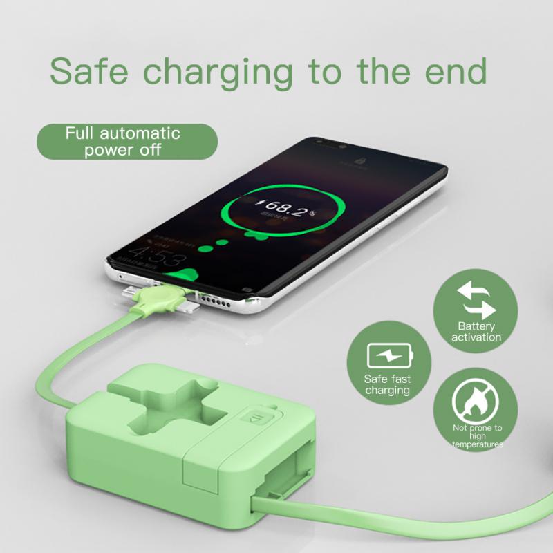 3 in 1 Phone Holder Type C Micro USB Port Charge Multi USB One-Way Retractable Charger Fast Charing Cable for Smartphone