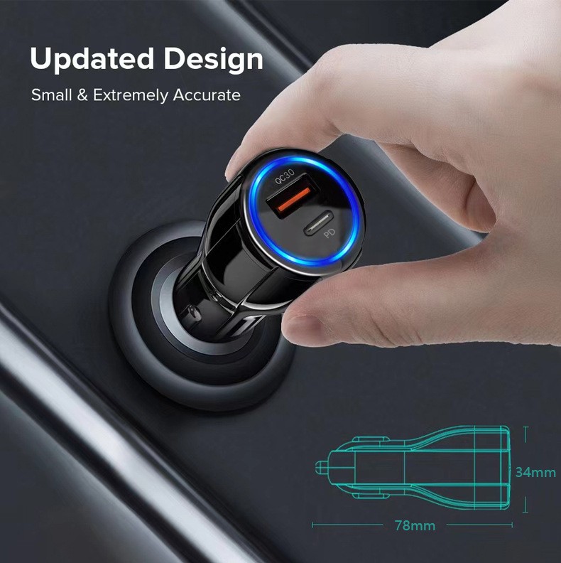  Portable USB-C Type-C PD 20W 36W USB Type C Multi Phone Car Charger for iPhone Samsung