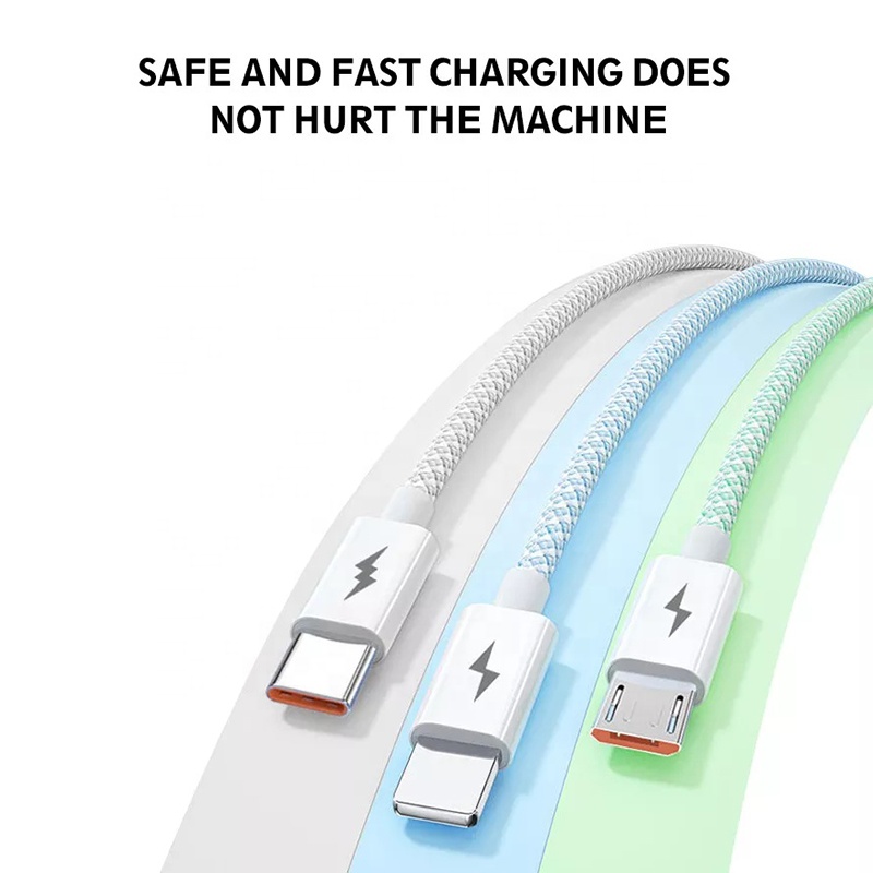 20% Off  Macaron Phone Charger Cable Braided Universal Multi 3 In 1 Tipo C Charging Cord Usb Cable With Usb C For Iphone