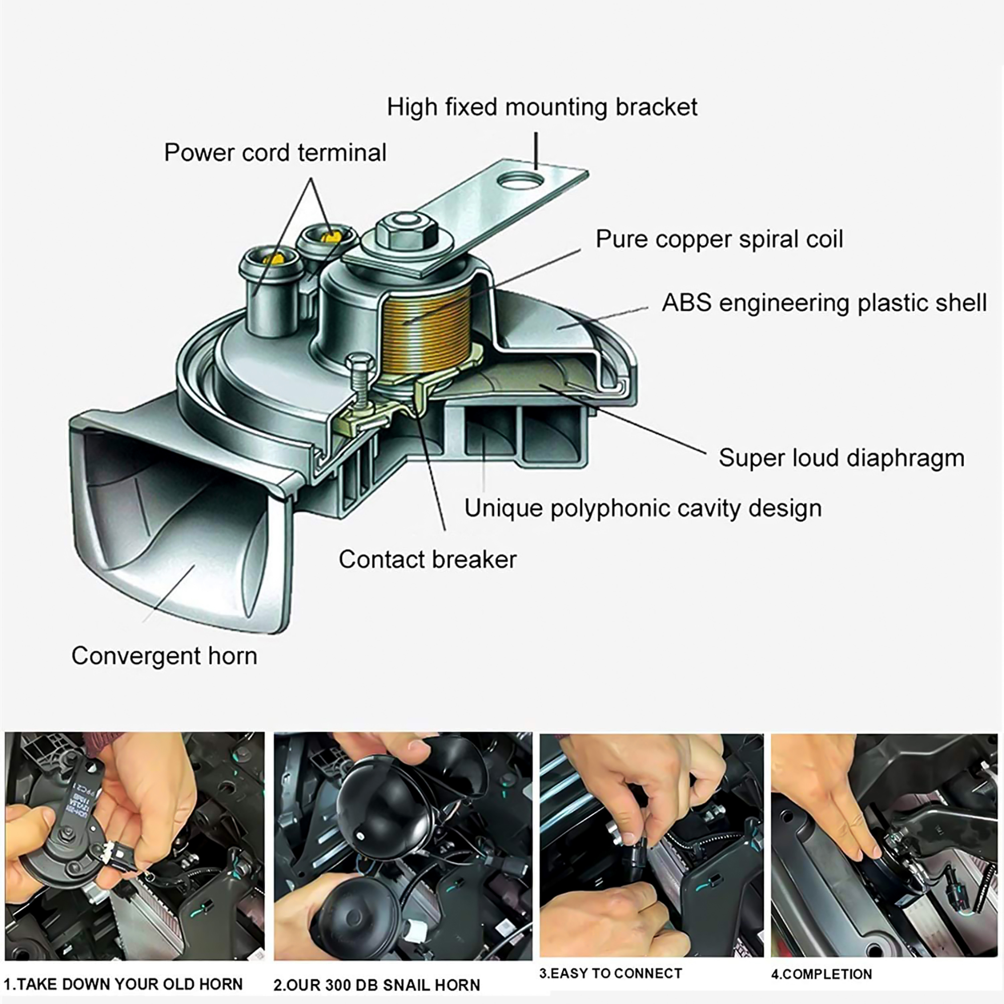 Snail Horn for Trucks, Cars, Bikes & Boats 12v super Loud  Speaker Horns Waterproof Motorcycle Snail Horn