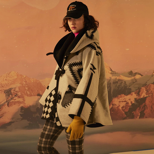   2022 New Products Aztec Color-block Trench Coats and Jackets Long Woman Plus Size Winter Coats