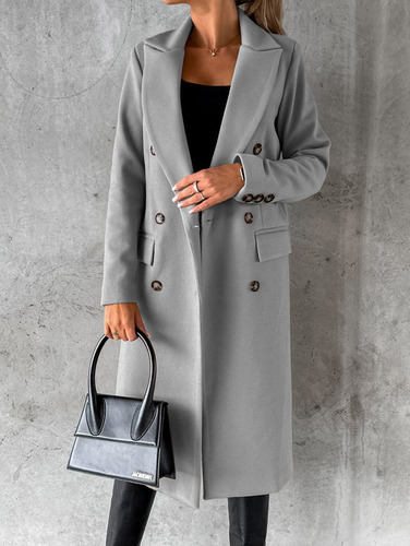 Fall&Winter Womens Clothing Top Quality Lapel Double-Breasted Slash Slim Wool Overcoat Plus Size Tops For Women 2022