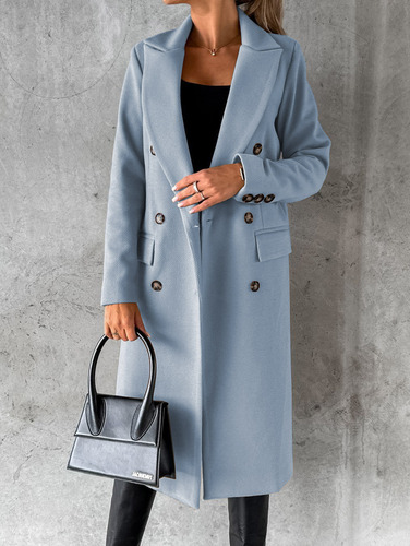 Fall&Winter Womens Clothing Top Quality Lapel Double-Breasted Slash Slim Wool Overcoat Plus Size Tops For Women 2022