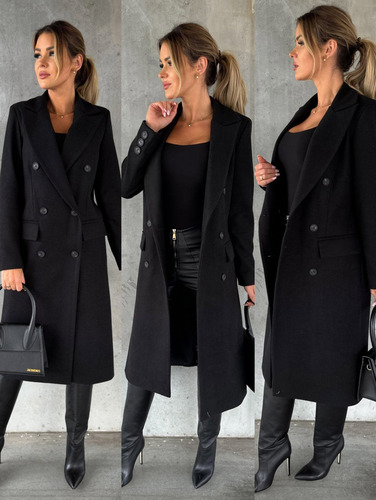 Fall&Winter Womens Clothing Top Quality Lapel Double-Breasted Slash Slim Wool Overcoat Plus Size Tops For Women 2022