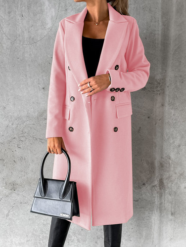 Fall&Winter Womens Clothing Top Quality Lapel Double-Breasted Slash Slim Wool Overcoat Plus Size Tops For Women 2022