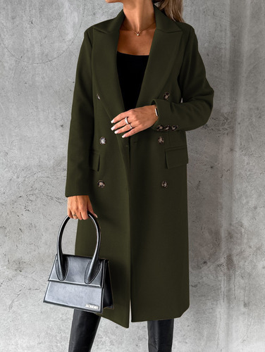 Fall&Winter Womens Clothing Top Quality Lapel Double-Breasted Slash Slim Wool Overcoat Plus Size Tops For Women 2022