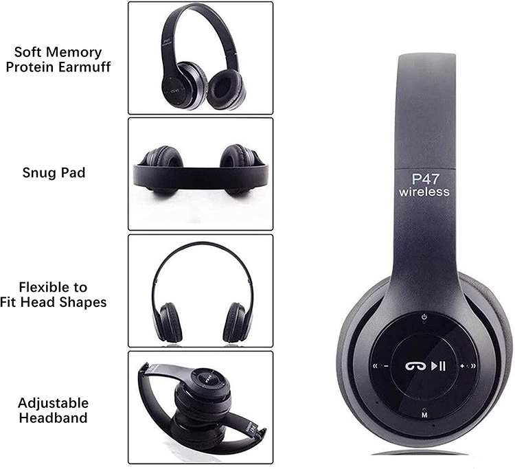  Multi-Color Adjustable Audifonos Gaming Headset Handsfree P47 Wireless Headphones 
