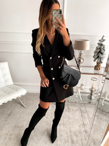 2022 Autumn Winter Women Formal Blazer Dress Double Breasted Fashion Casual Sexy Mini Elegant Ladies Blazer Dress