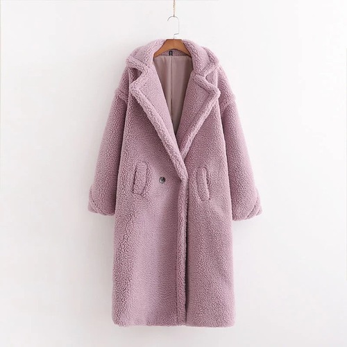 12 Colors High Quality Warm Winter Women Faux Sheep Fur Wool Long Teddy Bear Coat