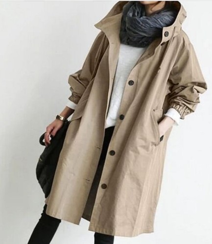 2021 new fashion  windproof blend double breasted jackets classic long waterproof long women trench coat