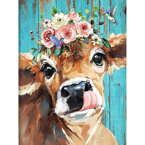 5D DIY Diamond Painting Cross Stitch Cow Full Drill Diamond Painting Home Wall Decor