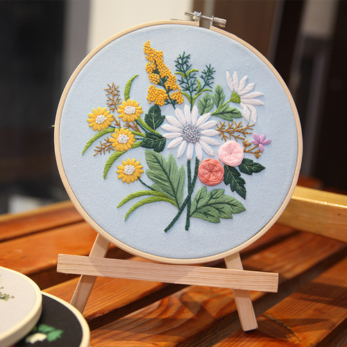 DIY Hand Embroidery Starter Kit Cross Stitch Flower Kit