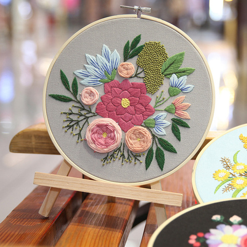 DIY Hand Embroidery Starter Kit Cross Stitch Flower Kit
