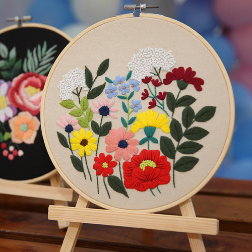 DIY Hand Embroidery Starter Kit Cross Stitch Flower Kit