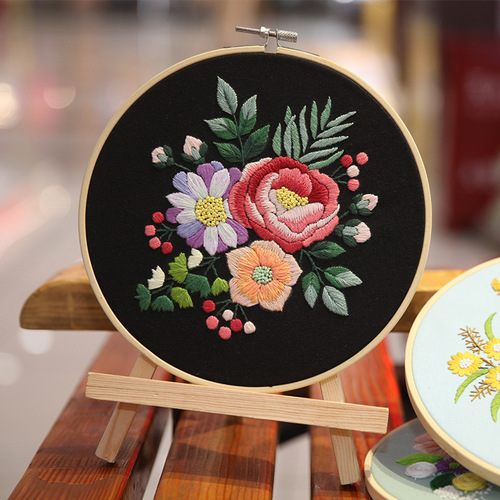 DIY Hand Embroidery Starter Kit Cross Stitch Flower Kit