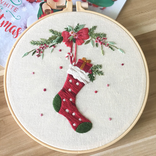 Merry Christmas Cross Stitch Embroidery DIY Kit Beginner Flowers Pattern Printed Sewing Art Craft Painting Home Decor