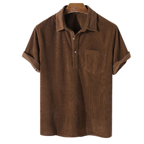 99.99% Polyester New Plain Polo T-Shirts Knit Corduroy Collar Short Sleeve Men's Casual Tee Shirt