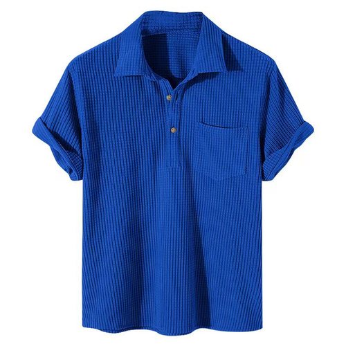 99.99% Polyester New Plain Polo T-Shirts Knit Corduroy Collar Short Sleeve Men's Casual Tee Shirt
