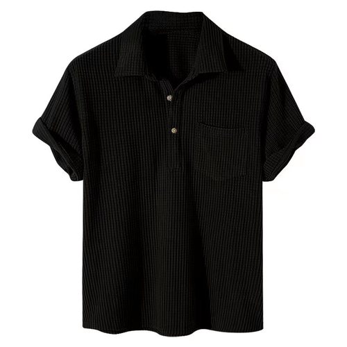 99.99% Polyester New Plain Polo T-Shirts Knit Corduroy Collar Short Sleeve Men's Casual Tee Shirt