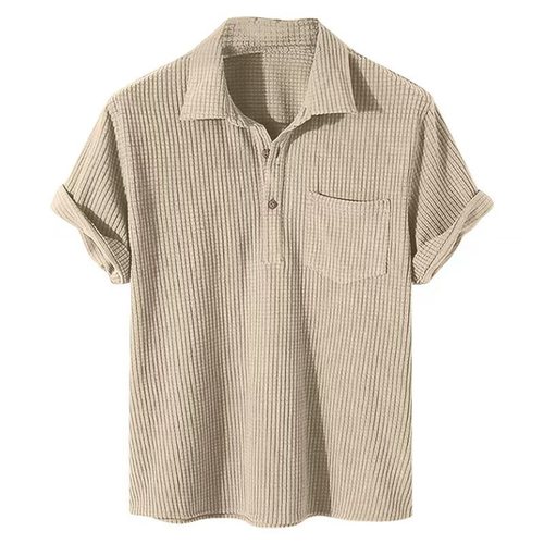 99.99% Polyester New Plain Polo T-Shirts Knit Corduroy Collar Short Sleeve Men's Casual Tee Shirt