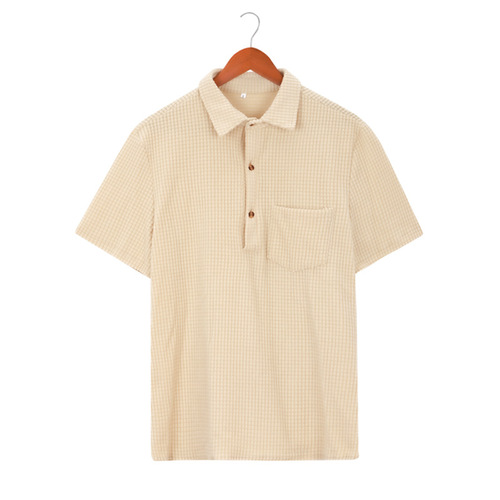 99.99% Polyester New Plain Polo T-Shirts Knit Corduroy Collar Short Sleeve Men's Casual Tee Shirt